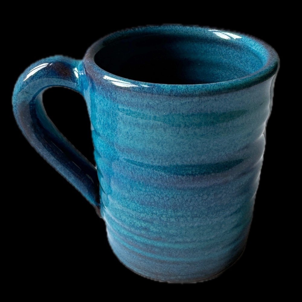 Handmade Mug Pottery Artisan Art Mug Blue Glazed Signed by Artist - Picture 7 of 7